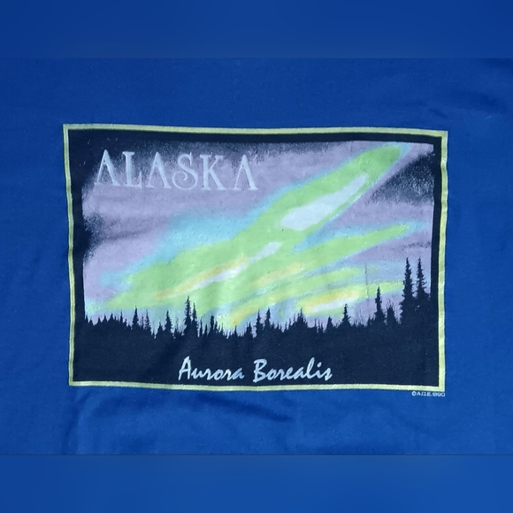 vintage single stitch Alaska Aurora Borealis t-shirt 50/50 Northern Lights - Picture 1 of 4